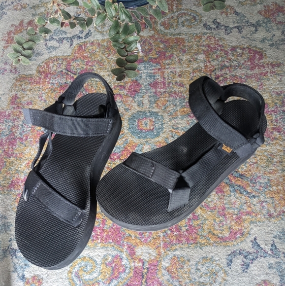 Black Platform Teva Sandals - Picture 2 of 3